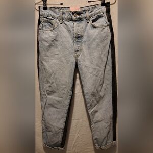 REVICE Denim Color-Block Blue Front Black Back Cuffed Jeans Size 28 Made In USA